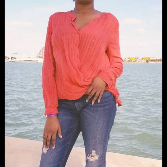 a.n.a Tops - Rustic orange button down shirt gently worn